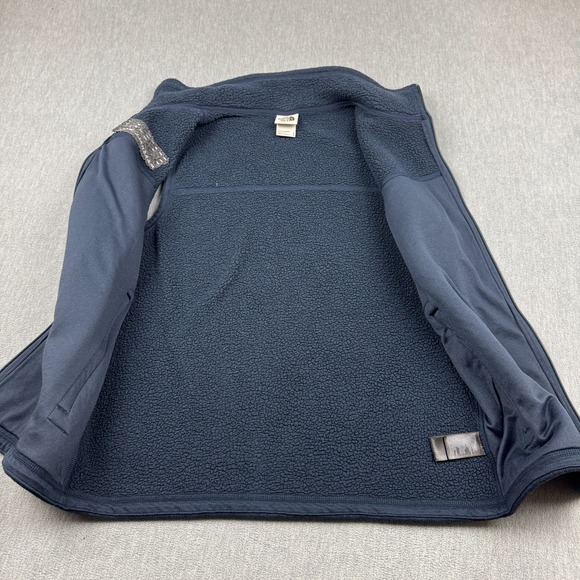 The North Face Vest Mens Medium‎ Blue Full Zip Fleece Sleeveless Sweater Logo - Picture 7 of 11
